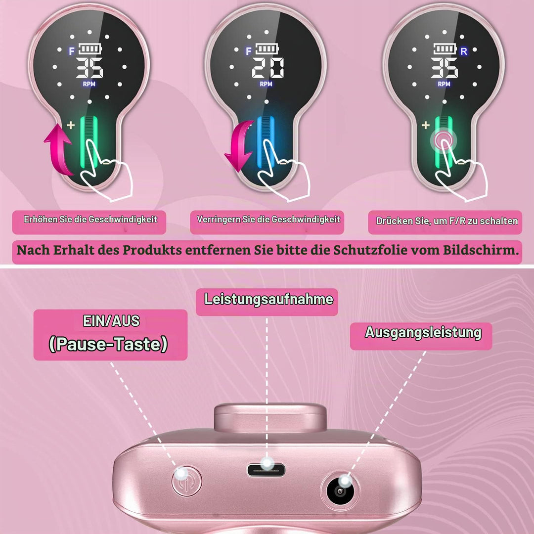 ENGERWALL Wiederaufladbarer Elektrische Nagelfräser 35000 U/min, Erstaunliche 15-Stunden-Akkulaufzei