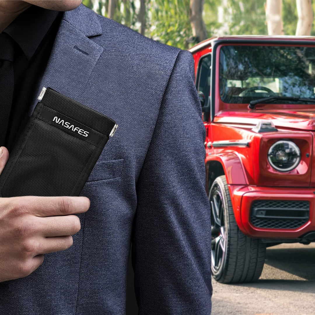 Autoschlüssel Schutz Keyless Tasche mit magnetisch-geräuschlosem Federverschluss ermöglicht 1 Hand B