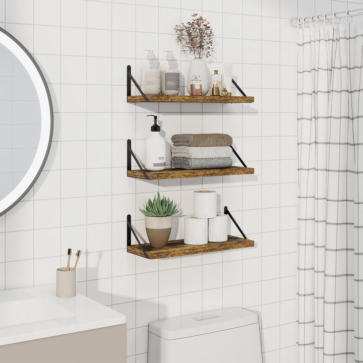 Feihorrm Wandregal 3er Set, Bücherregal Wand, Wandregal Holz, Schweberegal für Wohnzimmer, Schlafzim