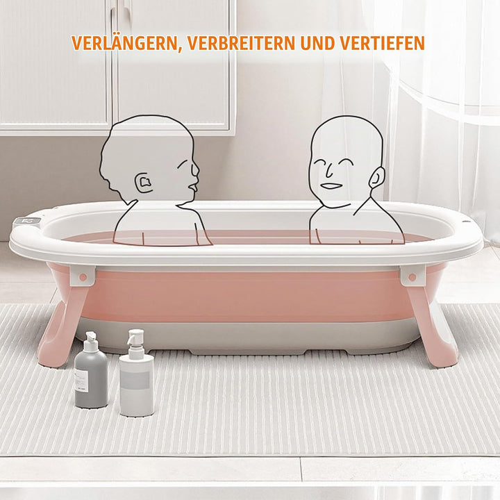 Faltbare Baby Badewanne mit Rutschfestem Kissen – Babywanne Ergonomisch, Tragbare Badewanne für Neug
