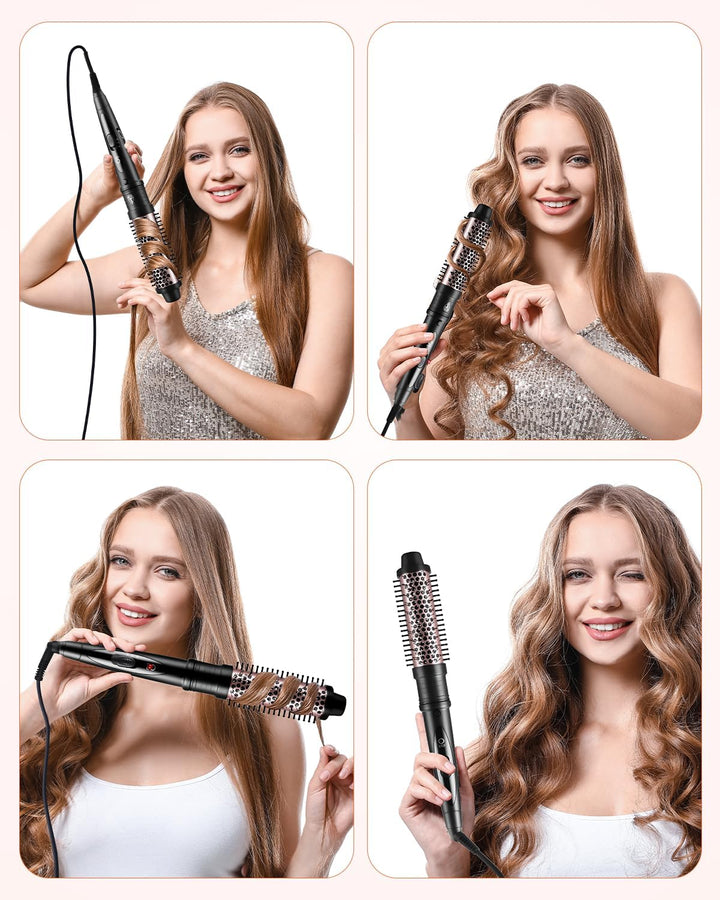 Thermal Brush Warmluftbürste Haarstyling Lockenbürste, 38/32mm 2 en 1 Thermobürste Rundbürste set, 2
