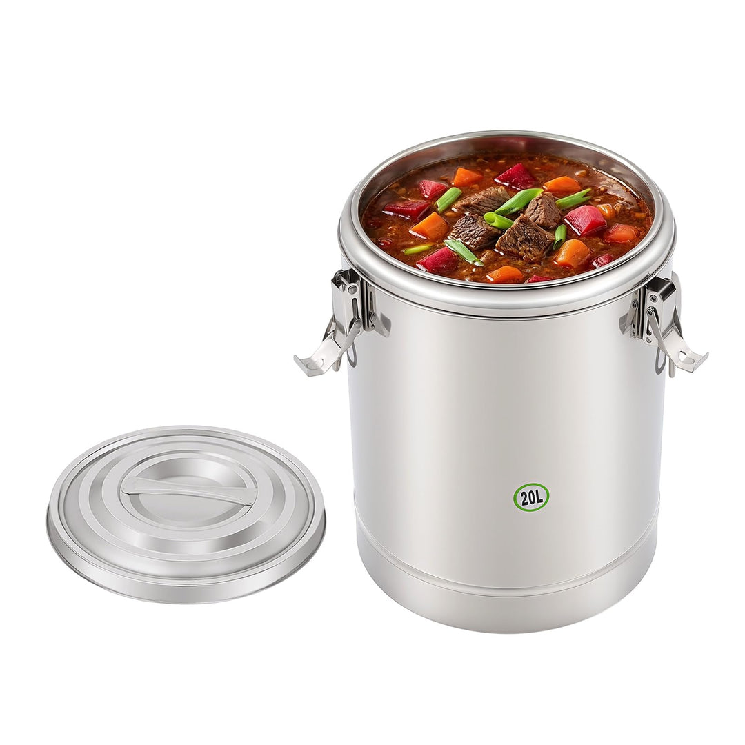 Transport Thermobehälter für Essen, 10/20/30L Gastro Warmhaltebehälter Isolierter Edelstahl Thermobo