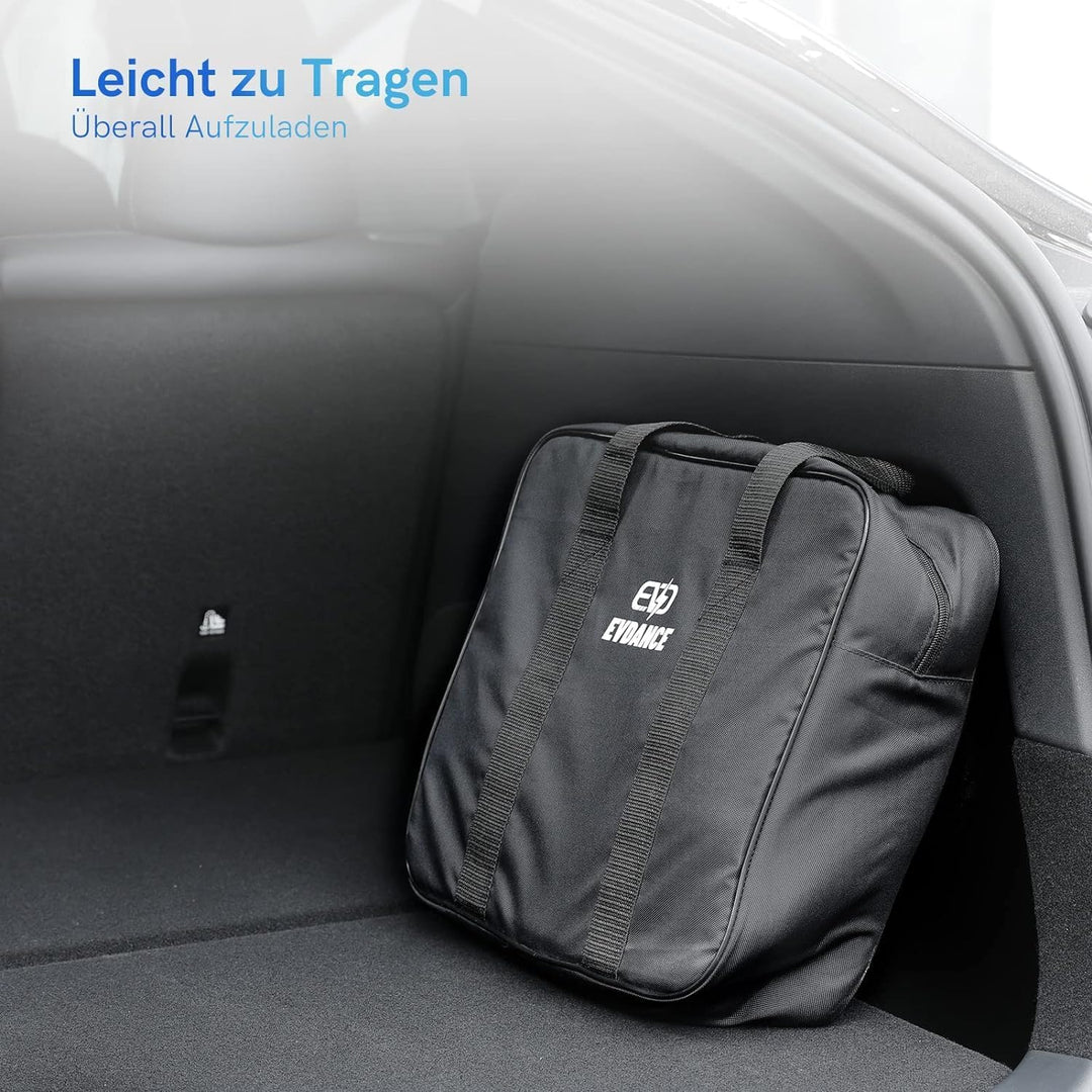 EVDANCE Typ 2 Ladekabel 22kW | 32A | 8m | 3-Phasig | Typ 2 auf Typ 2 | mit Tasche für E Auto EV/PHEV
