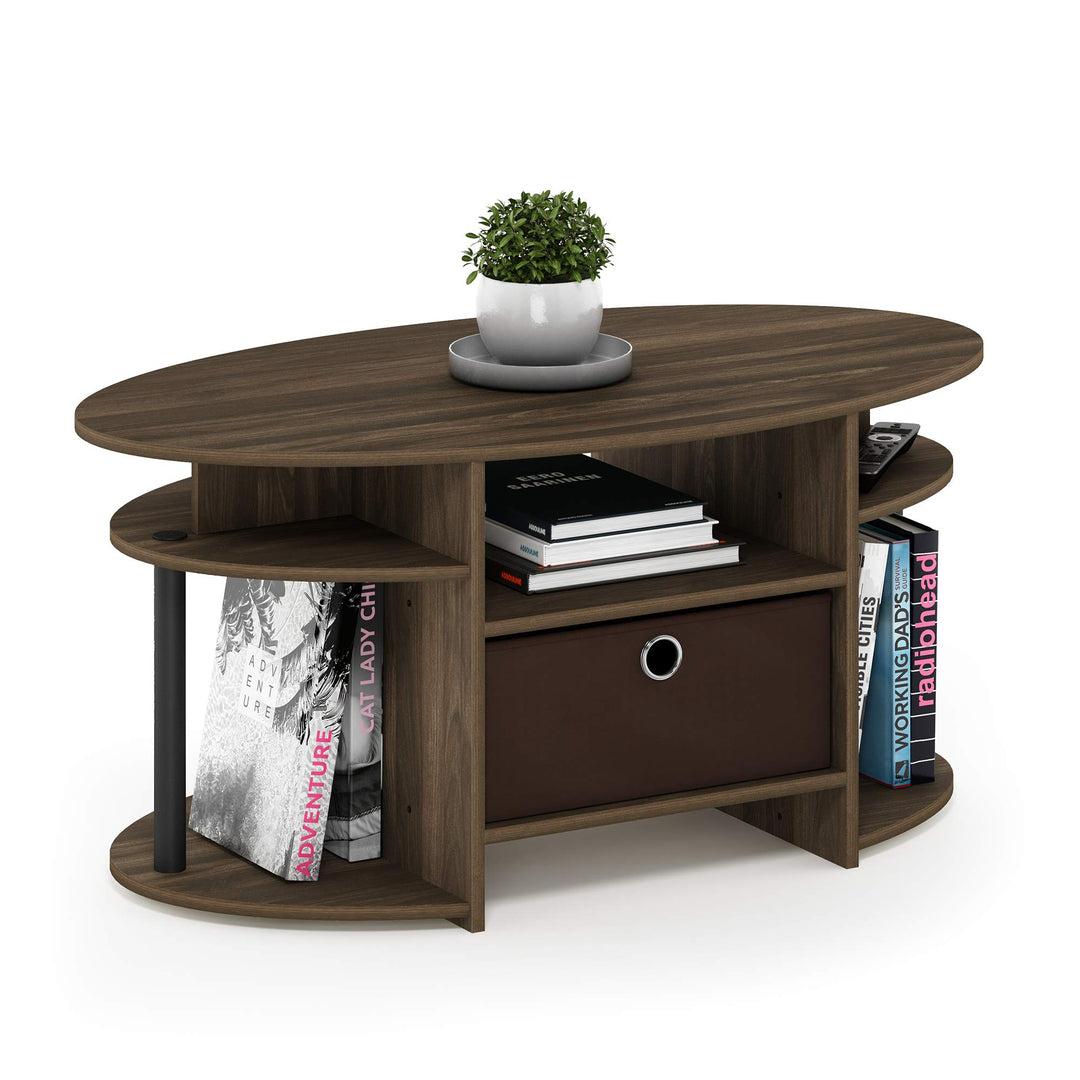 Furinno Jaya Couchtische, Beistelltisch, Columbia Walnuss/Schwarz, 89.9 (Breite) x 41.7 (Höhe) x 50
