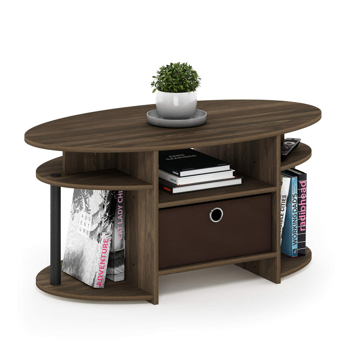 Furinno Jaya Couchtische, Beistelltisch, Columbia Walnuss/Schwarz, 89.9 (Breite) x 41.7 (Höhe) x 50