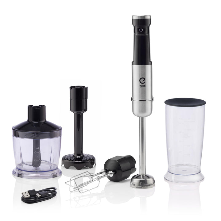 EUREL PREMIUMLine MP94 Stabmixer Set – Kabelloser Pürierstab mit 200W DC-Motor, 10 Geschwindigkeiten
