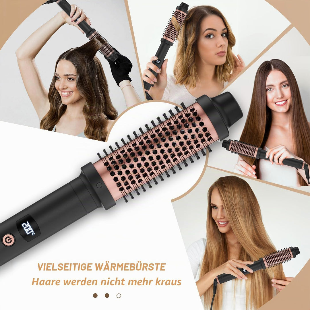 Thermal Brush 38mm, Wärmebürste mit 120–200°C LCD Thermobürste | für Wurzelvolumen und Lockere Locke