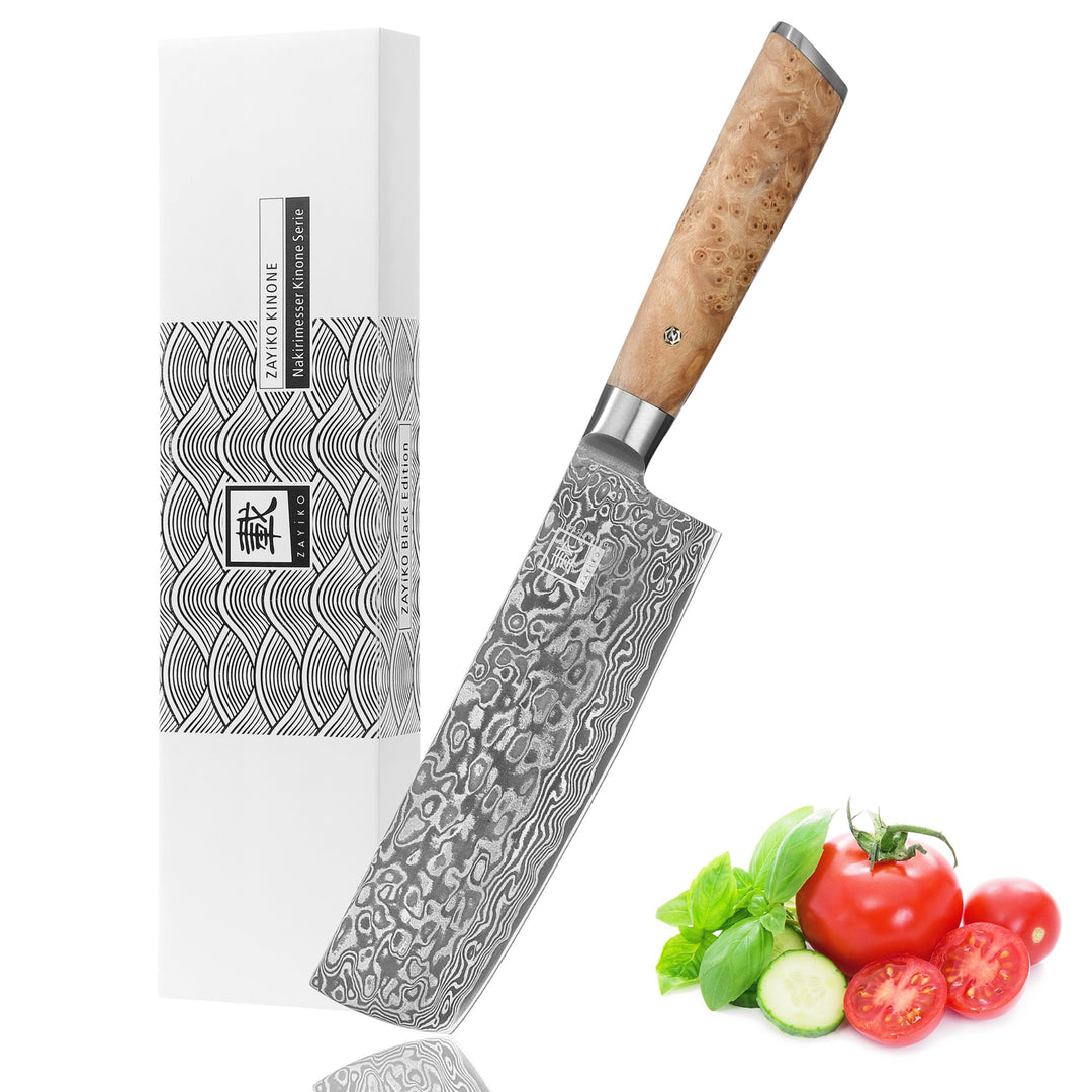 zayiko Kinone Premium Nakirimesser Classic mit 17,5 cm Klinge gefertigt aus 67 Lagen echtem Damastst