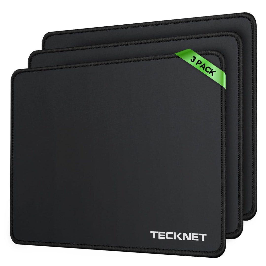 TECKNET Mauspad, 3 Pack Mousepad 280 x 210 mm, wasserdichte Gaming Mauspad Mausmatte mit vernähte Ka