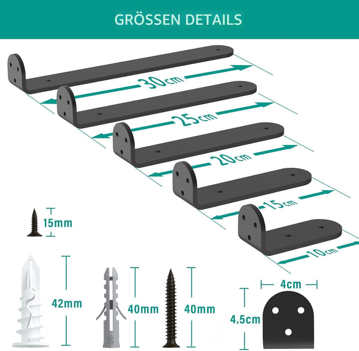 WELDUN 6 Stücke Regalhalterung Regalträger 10 cm, Schwerlast Regalwinkel für die Wandmontage, Tragkr