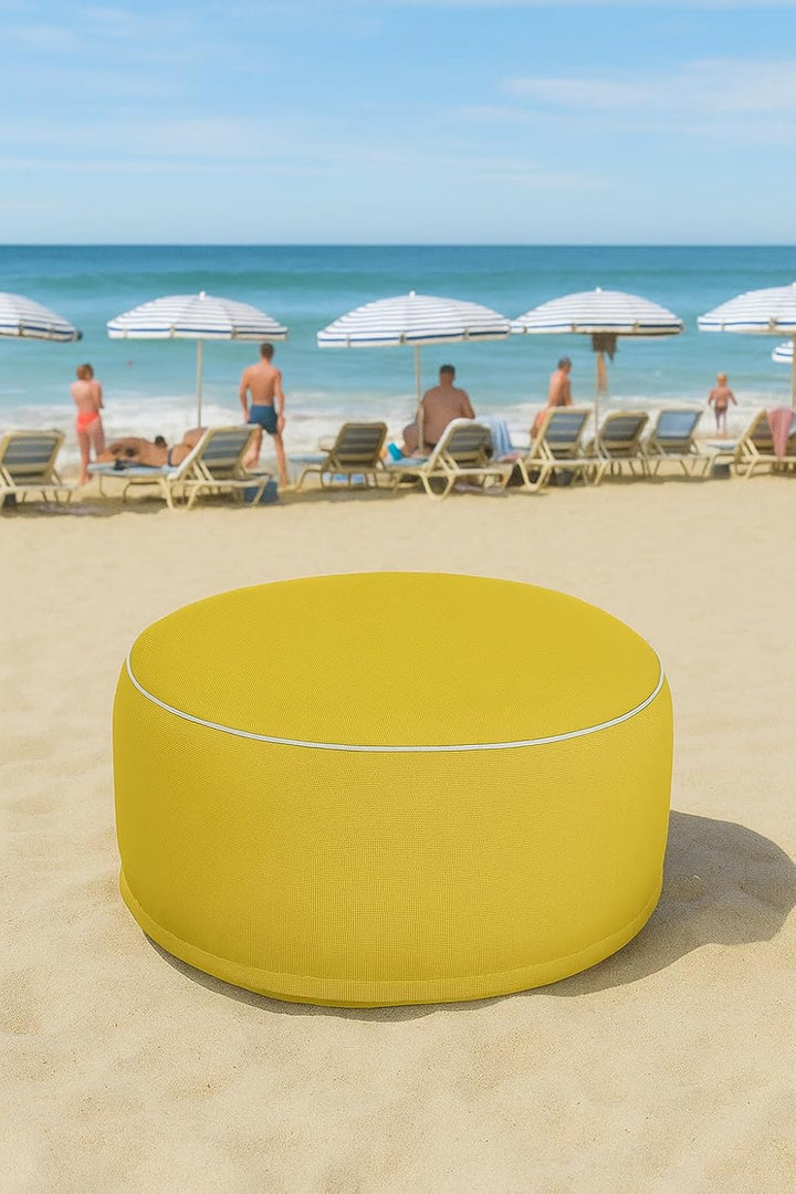 Brandsseller Outdoor Sitzhocker aufblasbar – Pouf Ø 55 x 25 cm – wasserabweisender Sitzsack für Gart