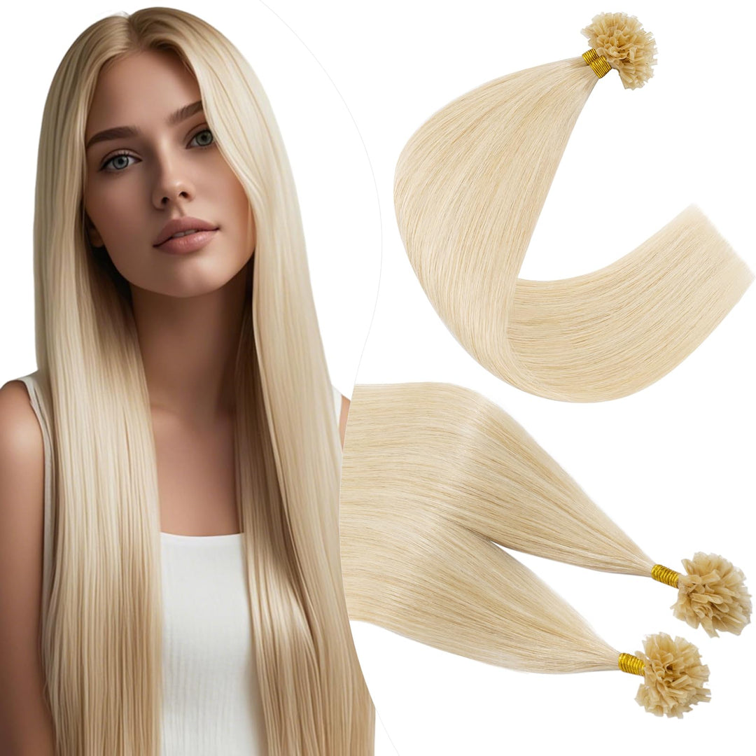 Elailite U-Tip Echthaar Bonding Extensions Haarverlängerung Keratin Haarverlängerung Haar Glatt 100