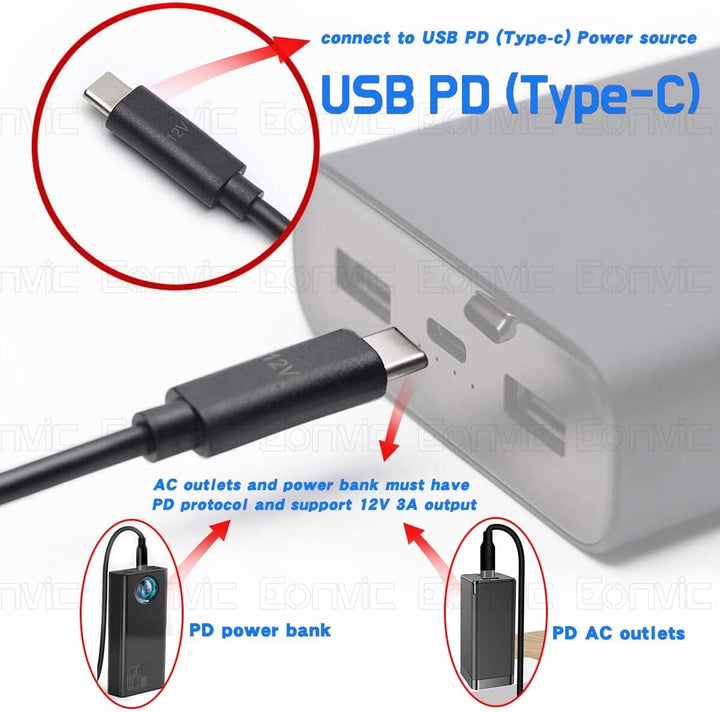 Eonvic Netzkabel für Atomos Ninja V Zwo ASI Gekühlte Kameras PD USB 3.1 Typ C zu Locking DC Power Ja