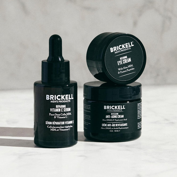 Brickell Men's Products advanced anti-aging-routine, nachtgesichtscreme, vitamin c gesichtsserum und