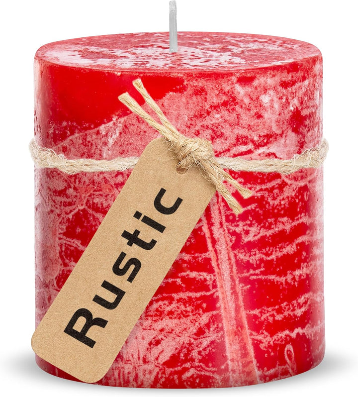 Brandsseller 4er Set Stumpenkerzen 7x7,5 cm – durchgefärbt & aus Paraffin – rustikale Kerzen mit lan