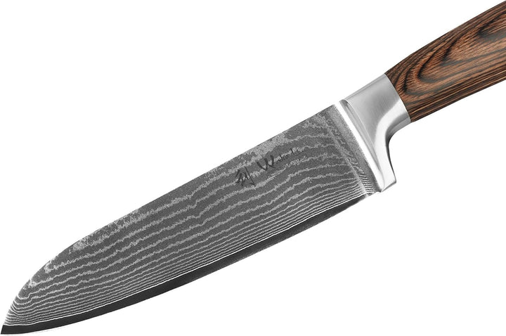 Wakoli Edib 3er Damastmesser-Set mit Klingenlängen von 8,50cm bis 17,00cm extrem scharf aus 67 Lagen