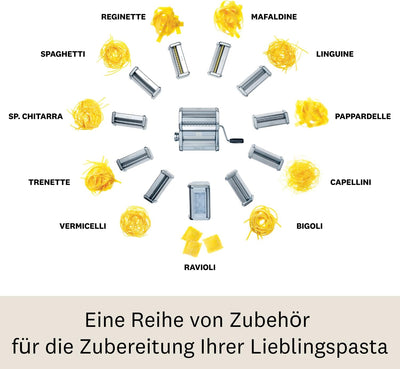 Capellini-Aufsatz aus Edelstahl für die Nudelmaschine Atlas 150 von Marcato, Legierung, Mafaldine, M