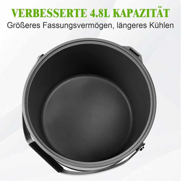 4.8L Eiswürfelbehälter mit Deckel und Schaufel, Edelstahl Eiskübel BPA-FREI, Doppelwandiger Isoliert