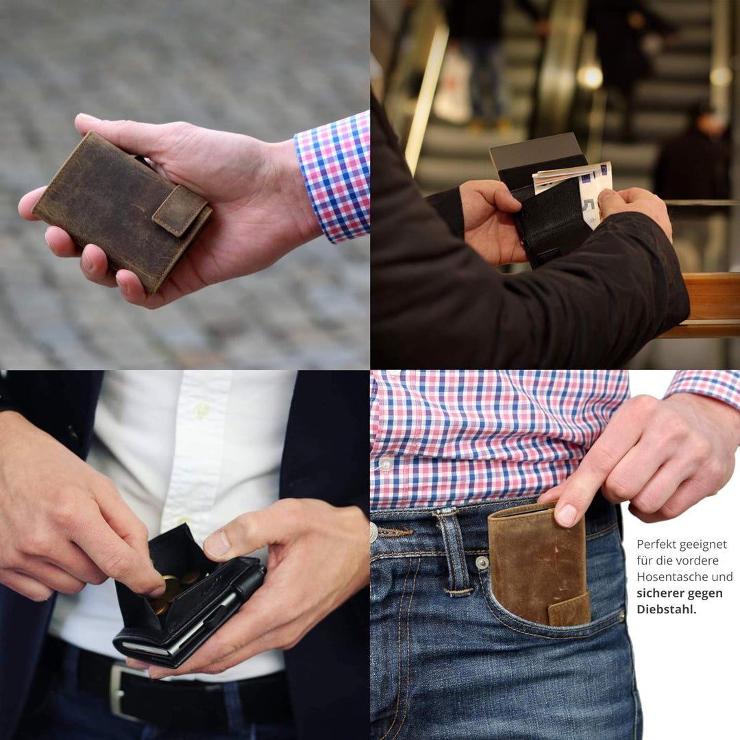 SecWal Kartenetui mit Münzfach Reissverschluss (Braun Hunter), Braun Hunter