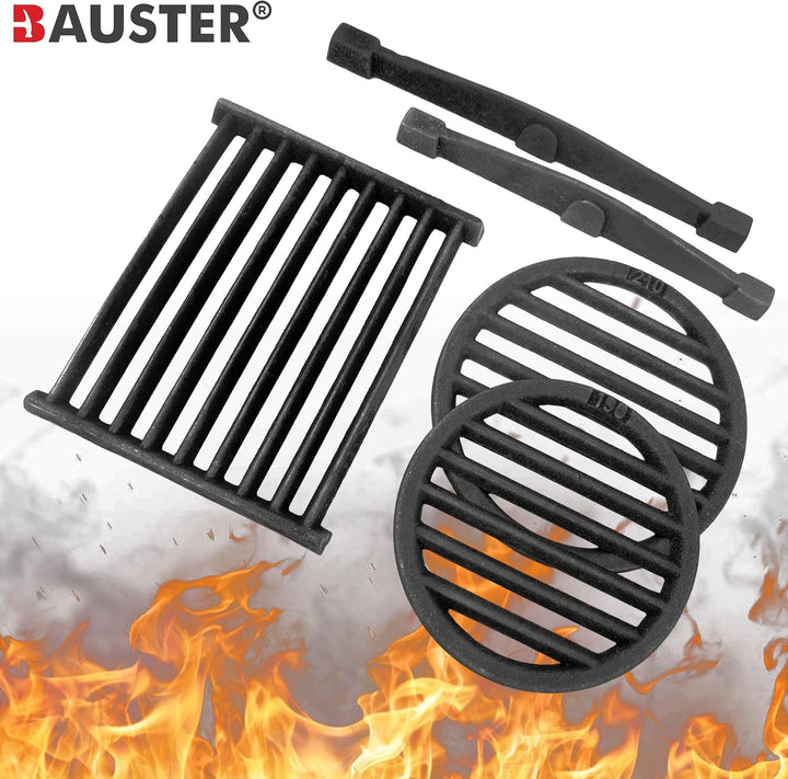 Kaminrost Gussrost Ofenrost Feuerrost Tafelrost Ascherost – Rund &amp; balken – Für Holzofen, Kaminofen,