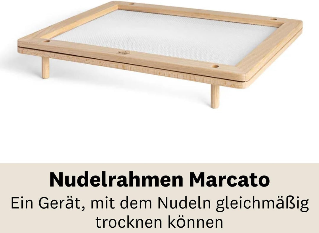 Marcato Nudeltrockner aus Holz mit Lebensmittelnetz, 44 x 32 x 8 cm, kompakt, stapelbar, hergestellt
