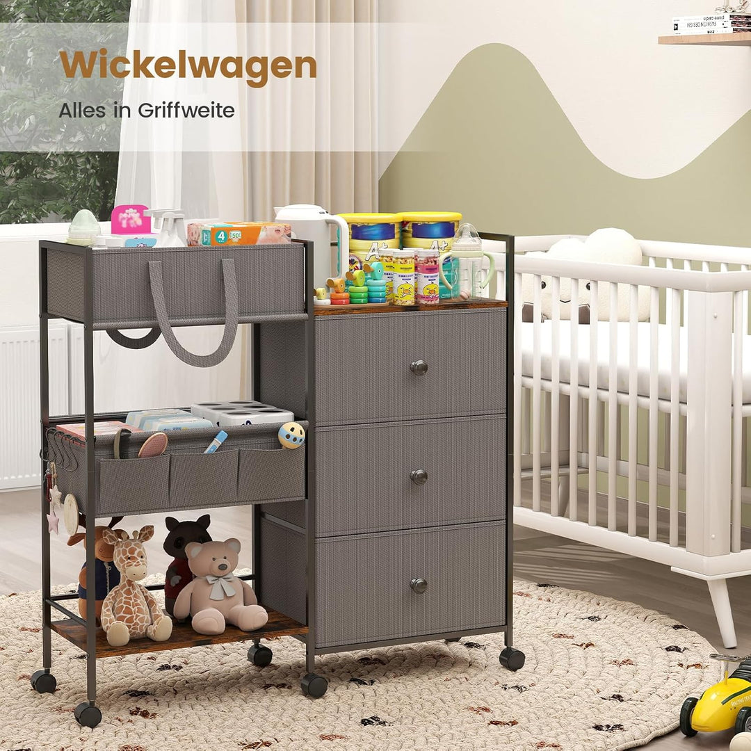 danpinera wickeltisch Organizer, wickelkommode Organizer mit Trennwänden, 3 Schubladen, Wickeltisch