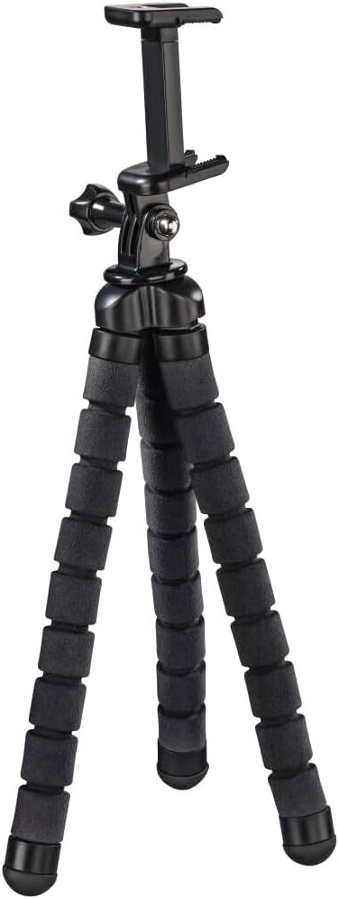 Hama Flex Dreibeinstativ 1/4 Zoll Arbeitshoehe=9-26cm Schwarz Fuer Smartphones und GoPro 4613 Schwar
