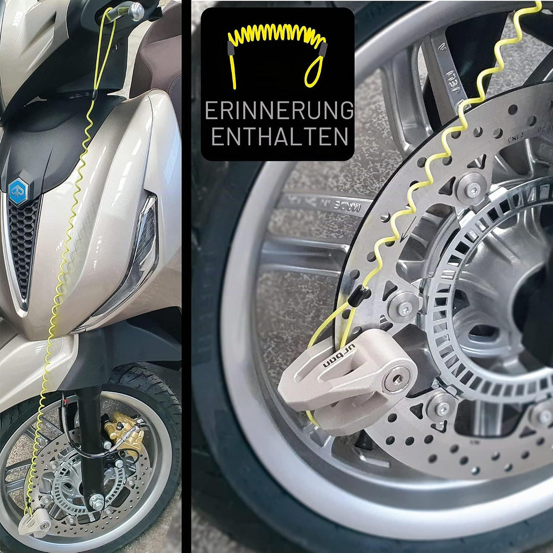 URBAN UR206T Bremsscheibenschloss Motorrad Fahrrad Roller E Scooter Schloss Fahrradschloss mit Erinn