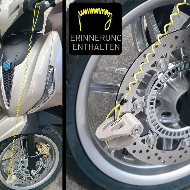 URBAN UR206T Bremsscheibenschloss Motorrad Fahrrad Roller E Scooter Schloss Fahrradschloss mit Erinn