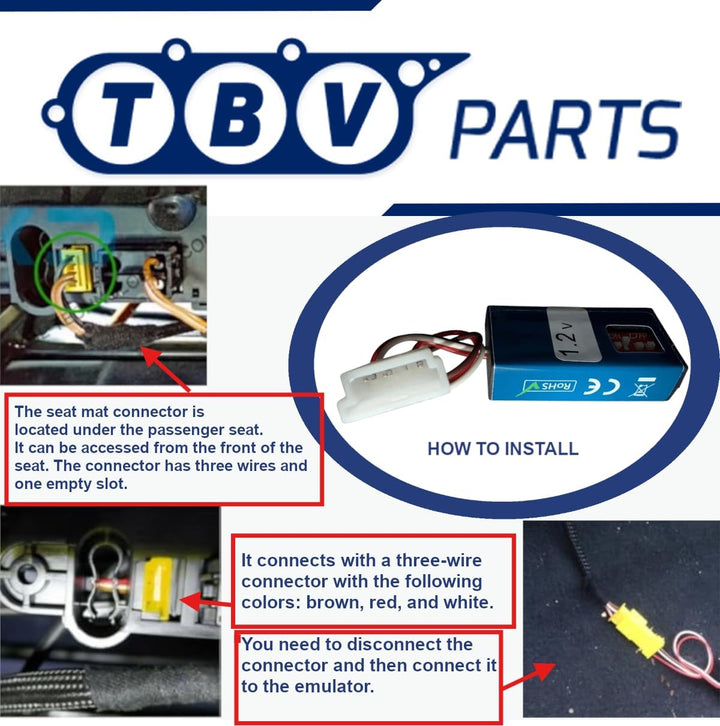 TBVPARTS Emulator Sensor Belegung Sitzmatte SRS Copilot-Simulator Bypass-Simulator für W202 1997-200