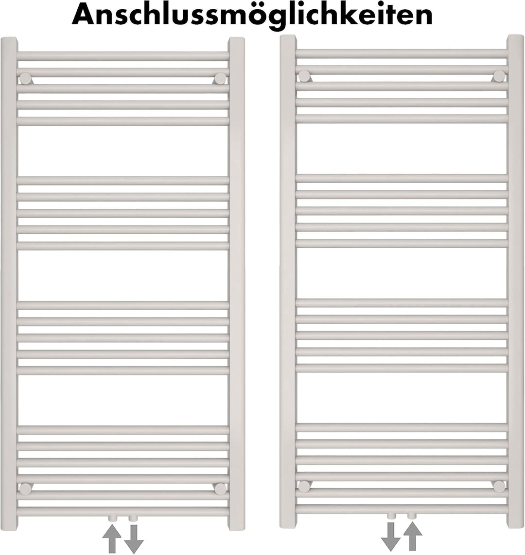 SHV Badheizkörper mit Mittelanschluss in weiss | Heizkörper für Badezimmer, Handtuchhalter für Wand