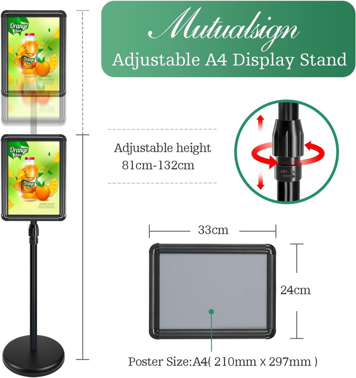 Mutualsign 2 Packungen A4-Schilderhalter Ständer Display Poster Ständer Werbung Schnapprahmen Schild