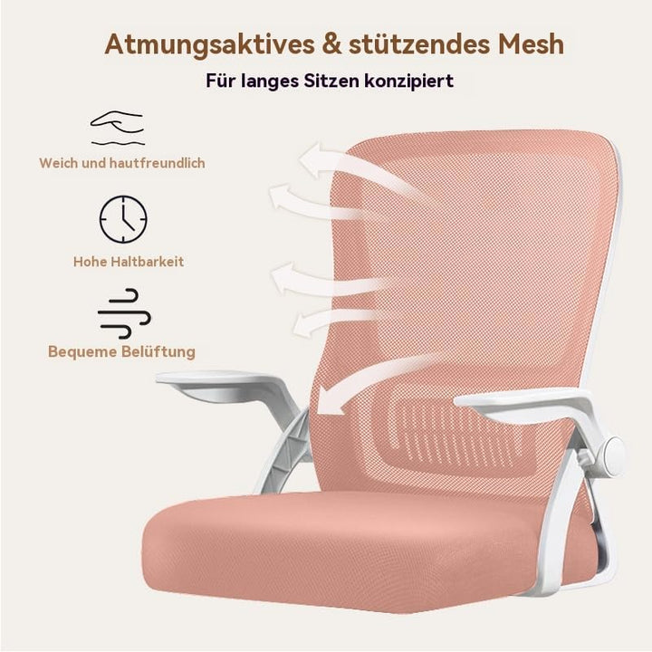 Bürostuhl,Ergonomischer Drehstuhl mit Atmungsaktiver Mesh-Rückenlehne,360°DrehstuhlHochk,lappbaren A