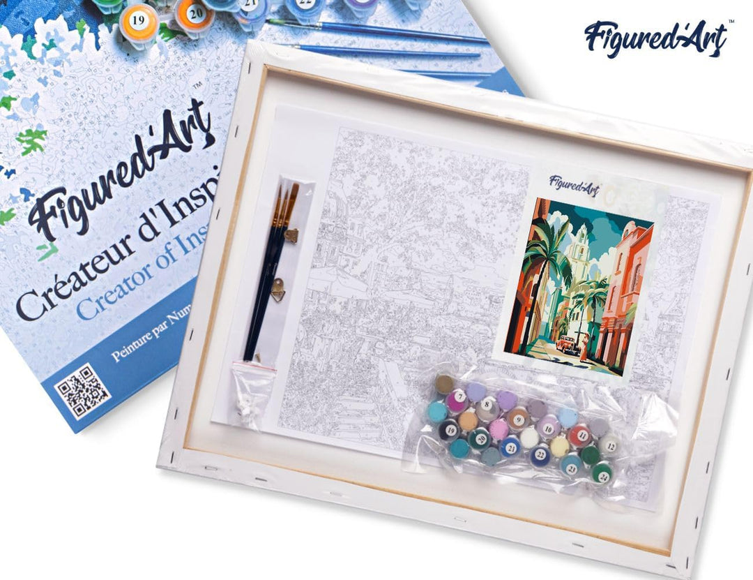 Figured'Art Malen Nach Zahlen Erwachsene Mit Rahmen Kuba Art Deco - Paint by Numbers Basteln DIY Bas