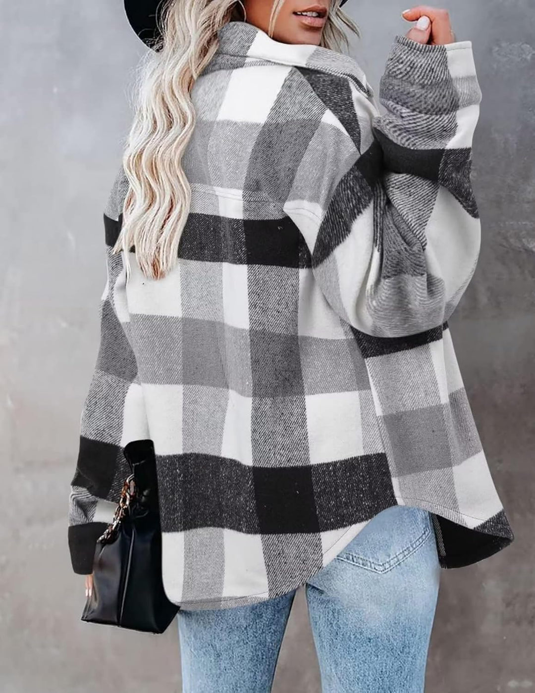 Zeagoo Damen Hemdjacke Karierte Flanellhemd Langarm Loose Shacket Flanell Bluse Jacke mit Knöpfen Üb