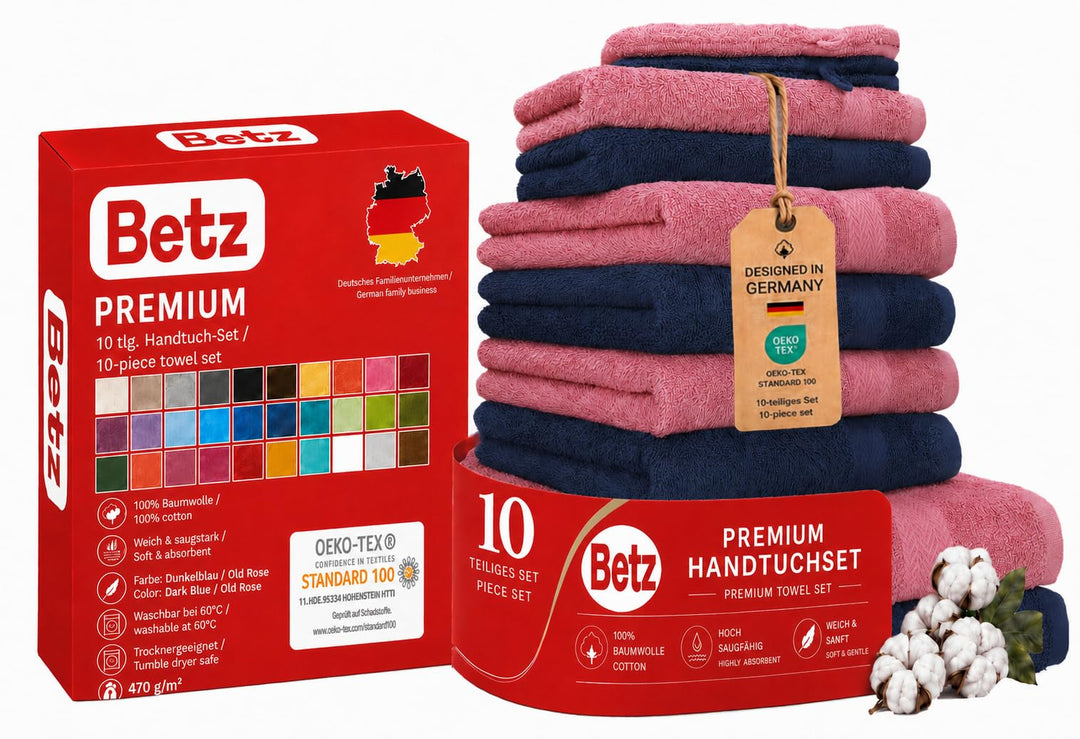 Betz 10-TLG. Handtuch-Set Premium 100% Baumwolle 2 Duschtücher 4 Handtücher 2 Gästetücher 2 Waschhan