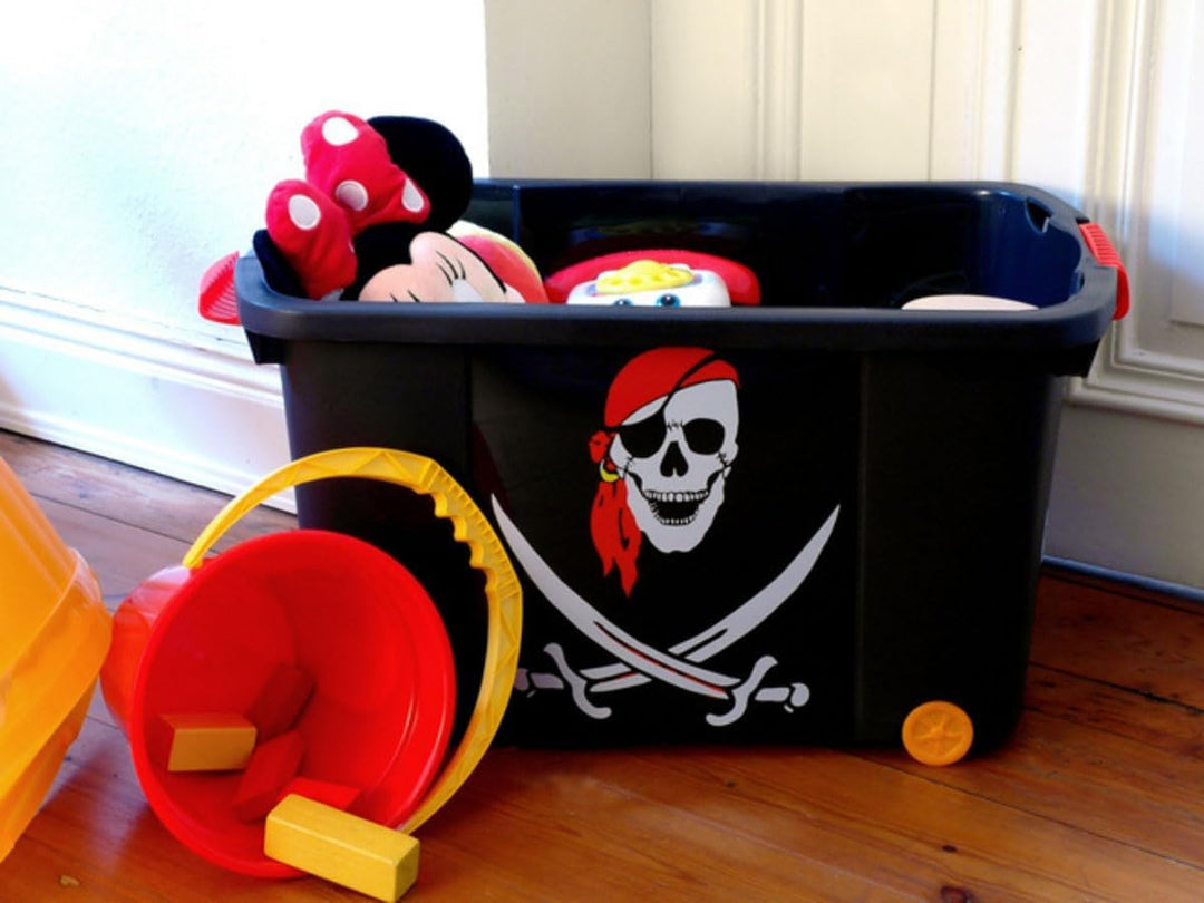 LS-LebenStil XL Kinder Piratenkiste 61x40cm Schatztruhe Spielkiste Pirat Rollbox