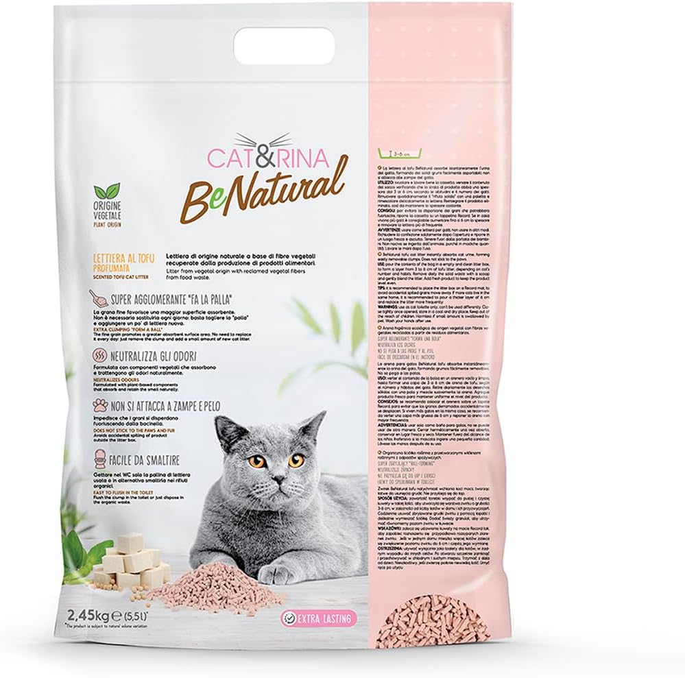 Cat&Rina BeNatural Tofu Katzenstreu, pflanzlich und stark klumpend. Biologisch abbaubar und in der T