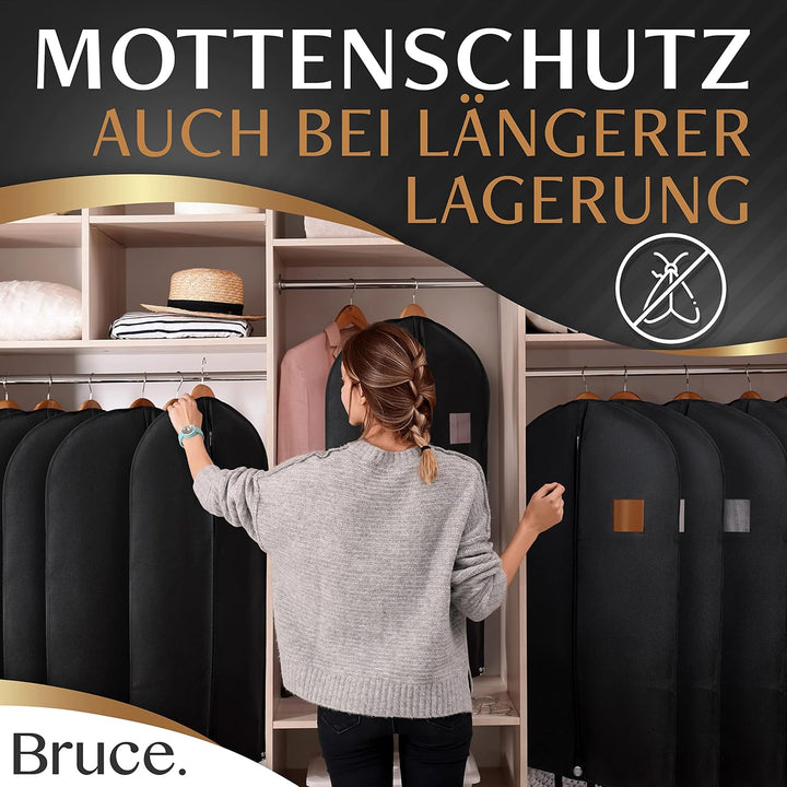 Bruce.® 3x Kleidersack Kurz 100x60cm inkl. 1x Schuhbeutel – Atmungsaktive Kleiderhülle für Anzug, Ja