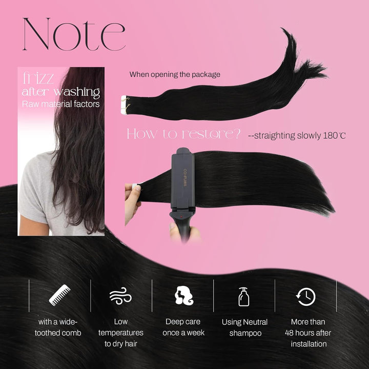 Moresoo Tape Extensions Echthaar Schwarzes Haar Extensions Tape Nahtlose Unsichtbar Remy Tape in Haa