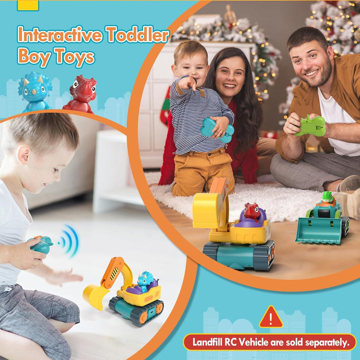 Lehoo Castle Ferngesteuertes Auto ab 3 Jahre, Wiederaufladbar Bagger Kinder 2 Jahre mit Dinosaurier-