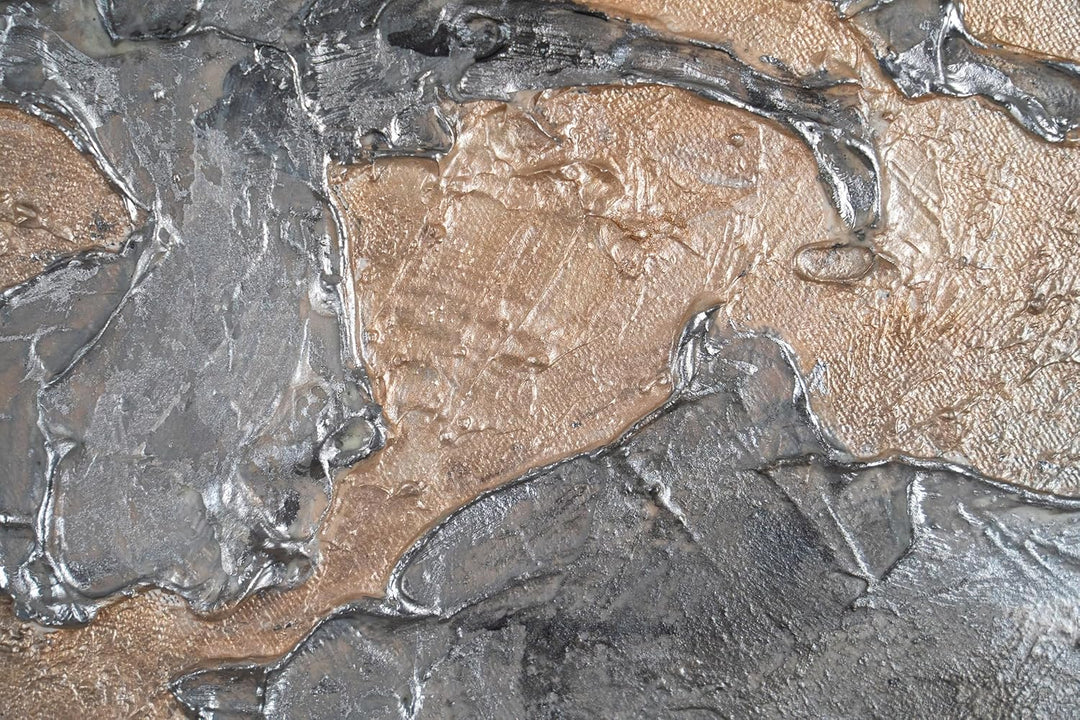 YS-Art Abstrakt Fluoreszierendes leuchtendes Acryl 3D Gemälde auf runder Leinwand Silberner Planet h