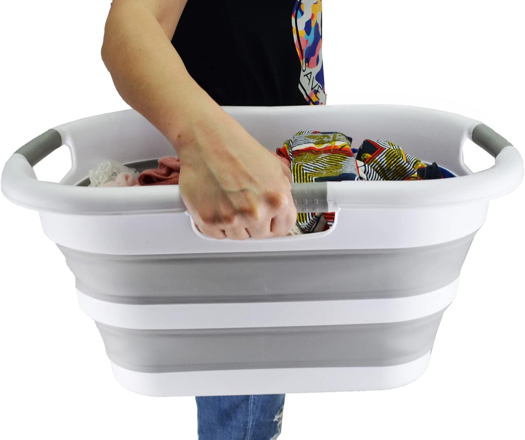 SAMMART 30L zusammenklappbarer Wäschekorb aus Kunststoff – faltbarer Pop-Up-Aufbewahrungsbehälter/Or