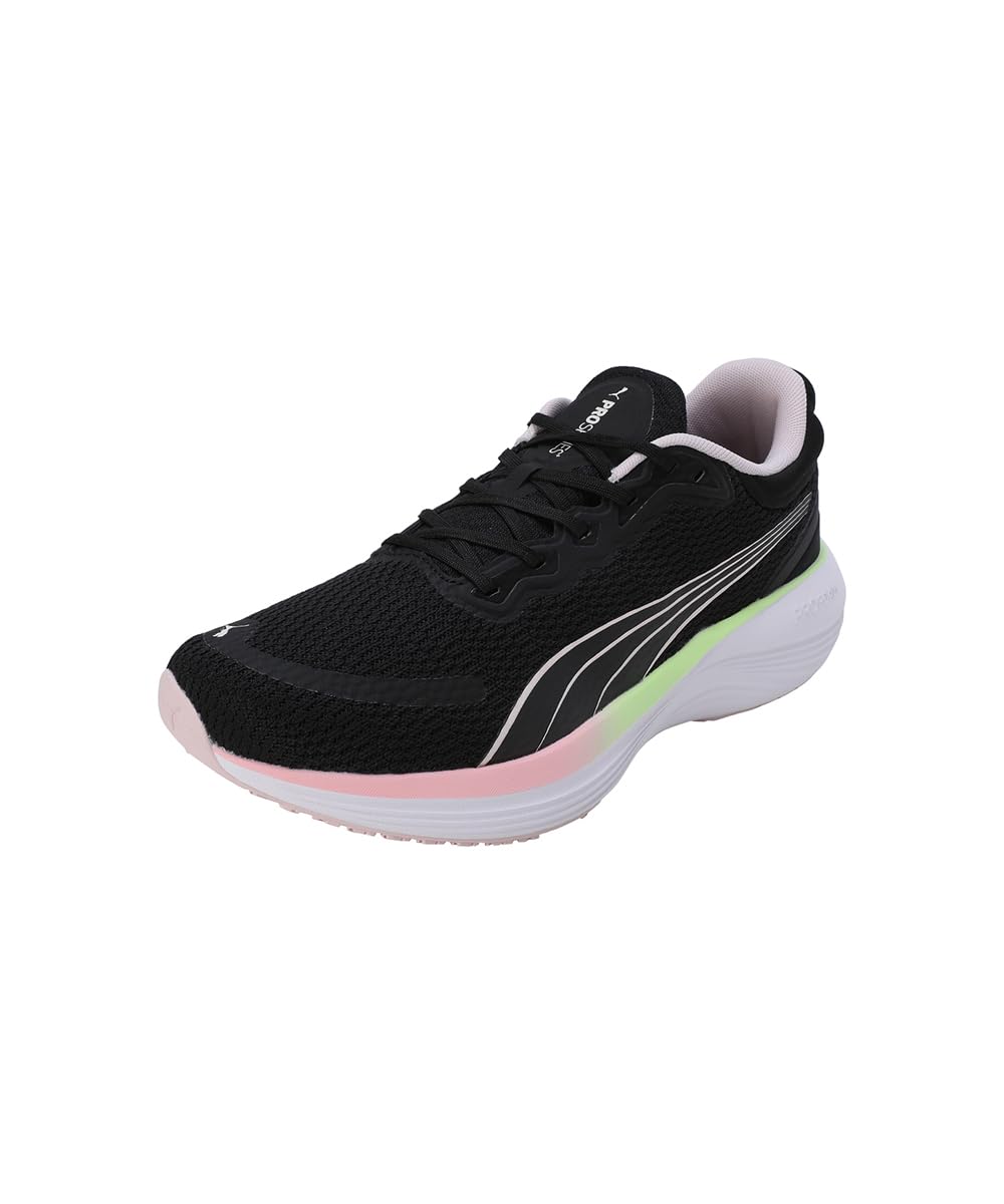 PUMA Unisex Scend Pro Strassen-Laufschuh 38 EU Puma Black Frosty Pink Speed Green Puma White, 38 EU