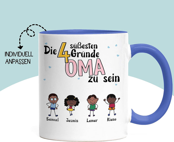 Oma Tasse Blau Geburtstag Personalisiert für Oma Enkel Enkelin Baby Geschenk Kinder Oma Geschenk Mut