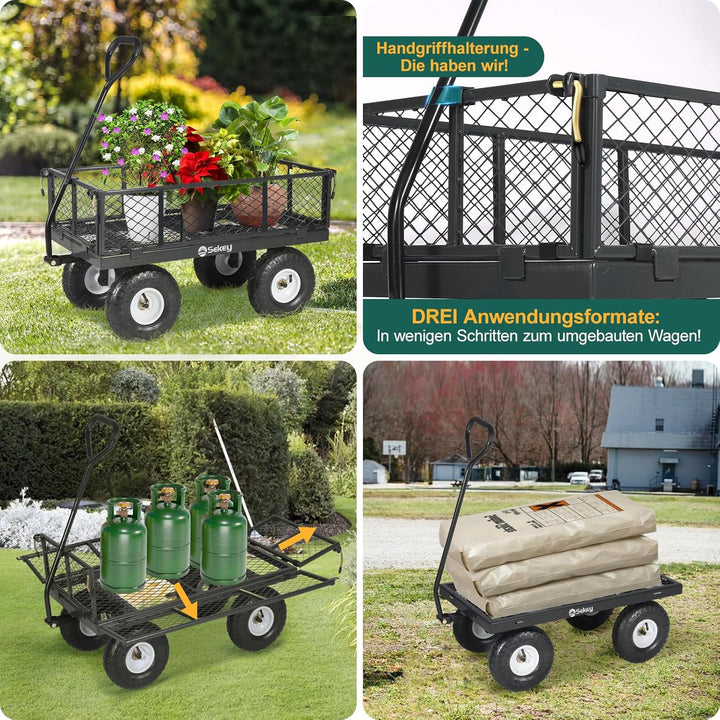 Sekey Bollerwagen Gartenwagen Titan – ECHT 350 KG Tragkraft, 3-in-1 Bollerwagen Plattformwagen mit V