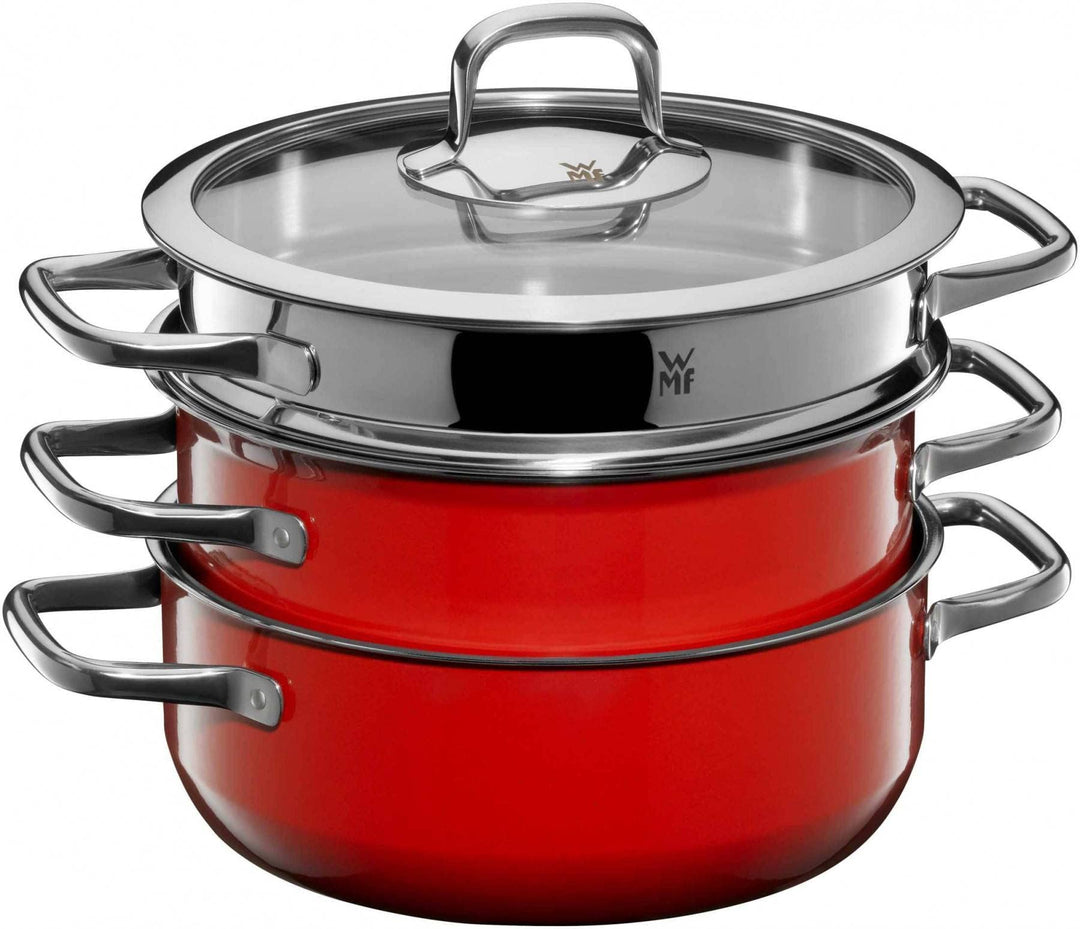 WMF Fusiontec Compact Topfset Induktion 3-teilig, Kochtopf Set, Dämpfer, Glasdeckel, Cromargan Edels