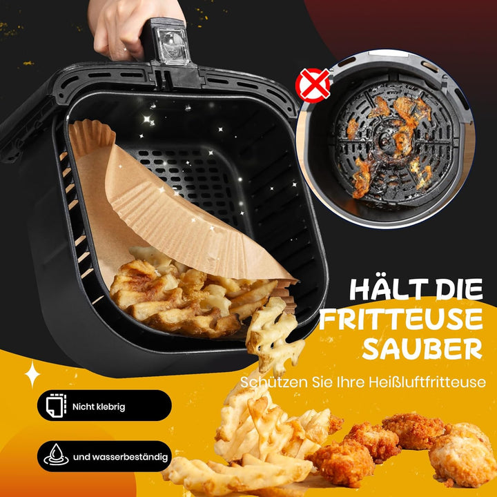 200 Stück Backpapier für Heissluftfritteuse,20-24CM Airfryer Backpapier Antihaft Wasserdicht Ölfest