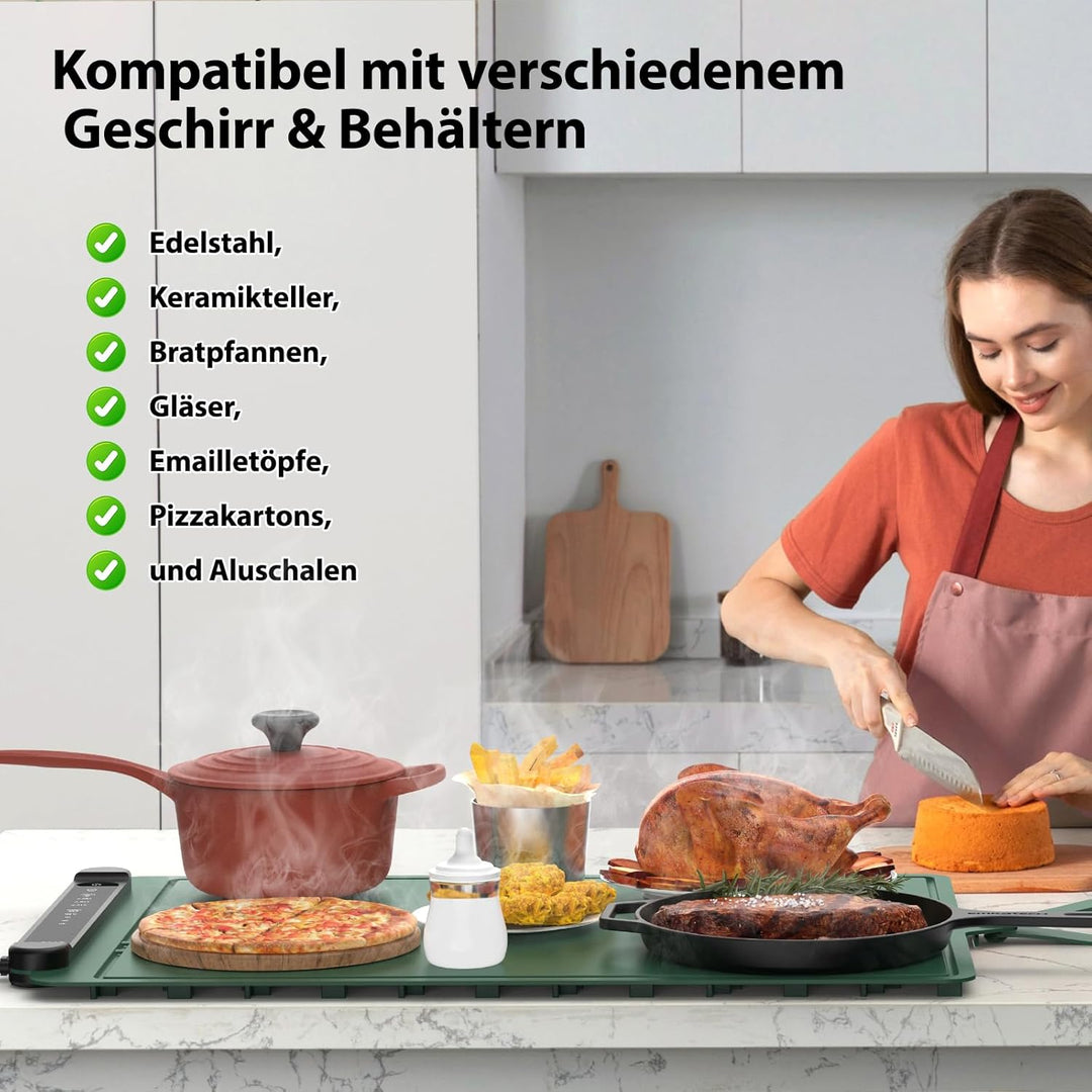 Silikon Warmhalteplatte Elektrisch für Speisen: 60×40 cm Tragbare Regelbar Wärmeplatte Essen Kueche