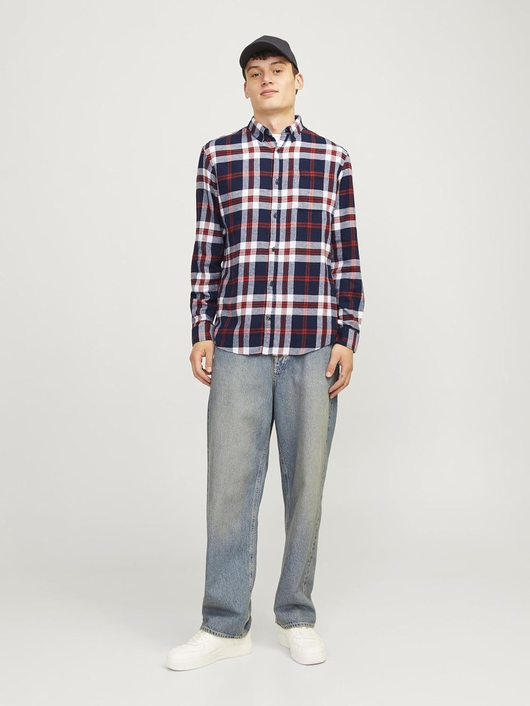 JACK & JONES Male Karohemd Slim Fit Karohemd, Navy Blazer